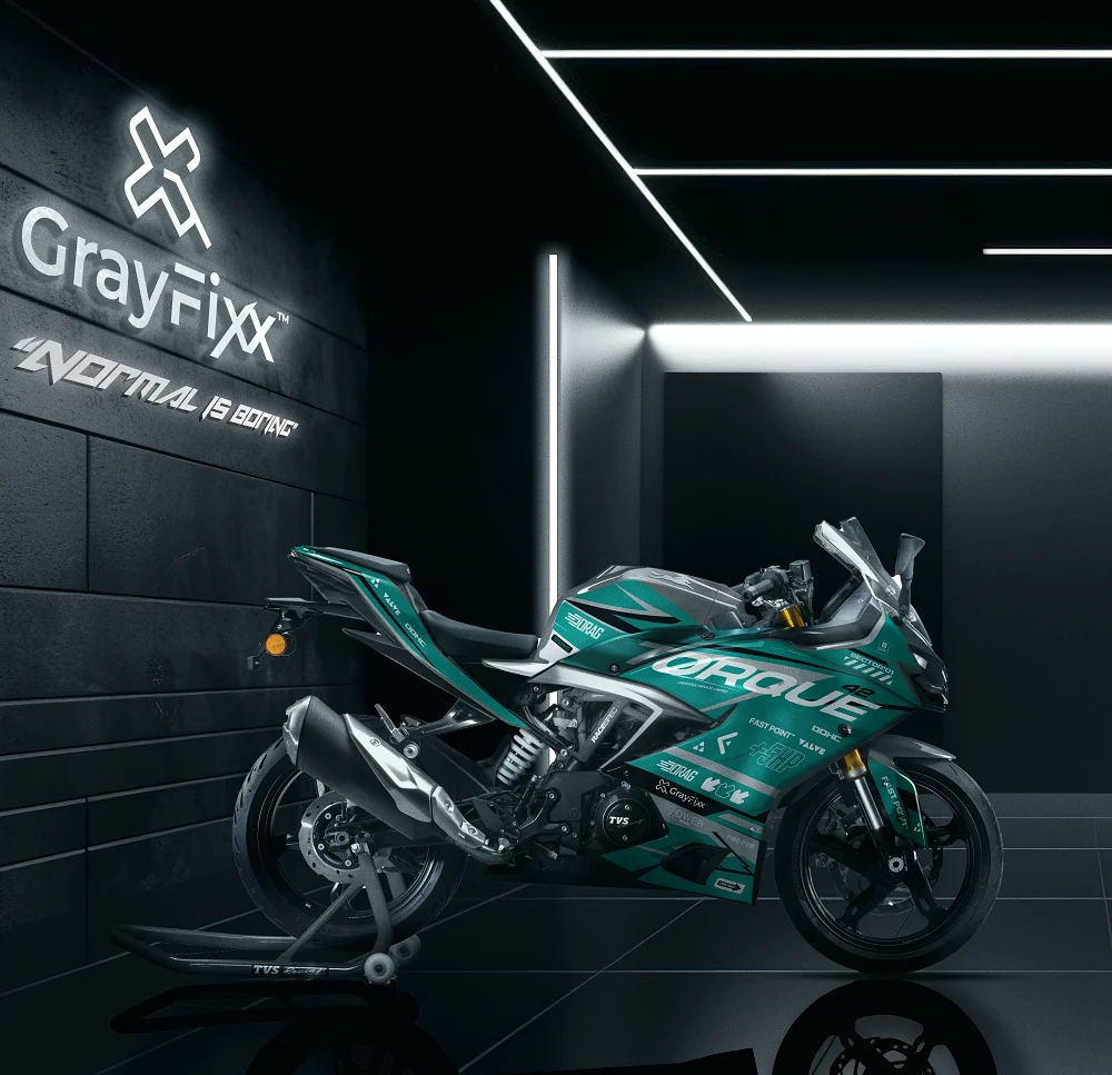 Torque Mint Edition Full Body Sticker For Apache 310 RR | Printed In Premium Gloss Vinyl With FPF(Fade Protection Film), Water Proof, Precut Sticker, Pack Of 1 For Both Side